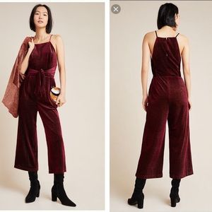 Anthropologie Rouge velvet jumpsuit